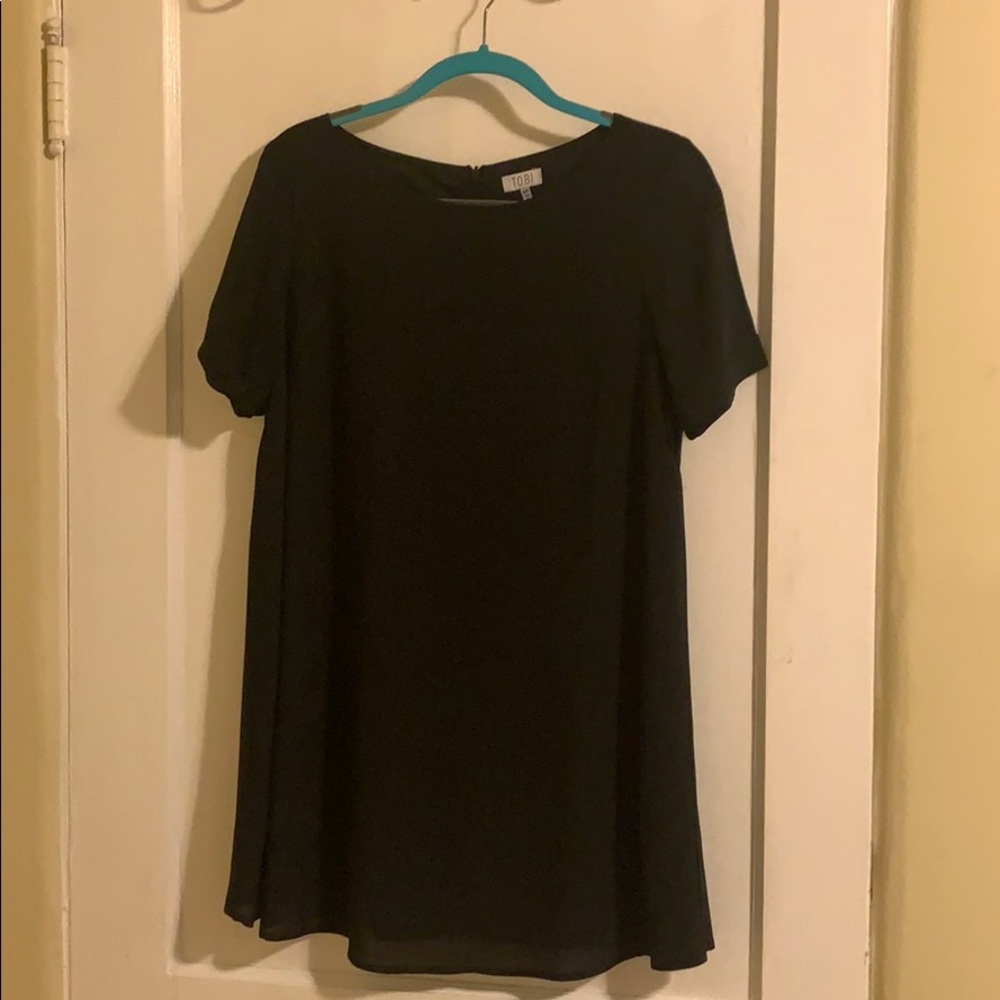 Tobi Black Chiffon Shirt Dress